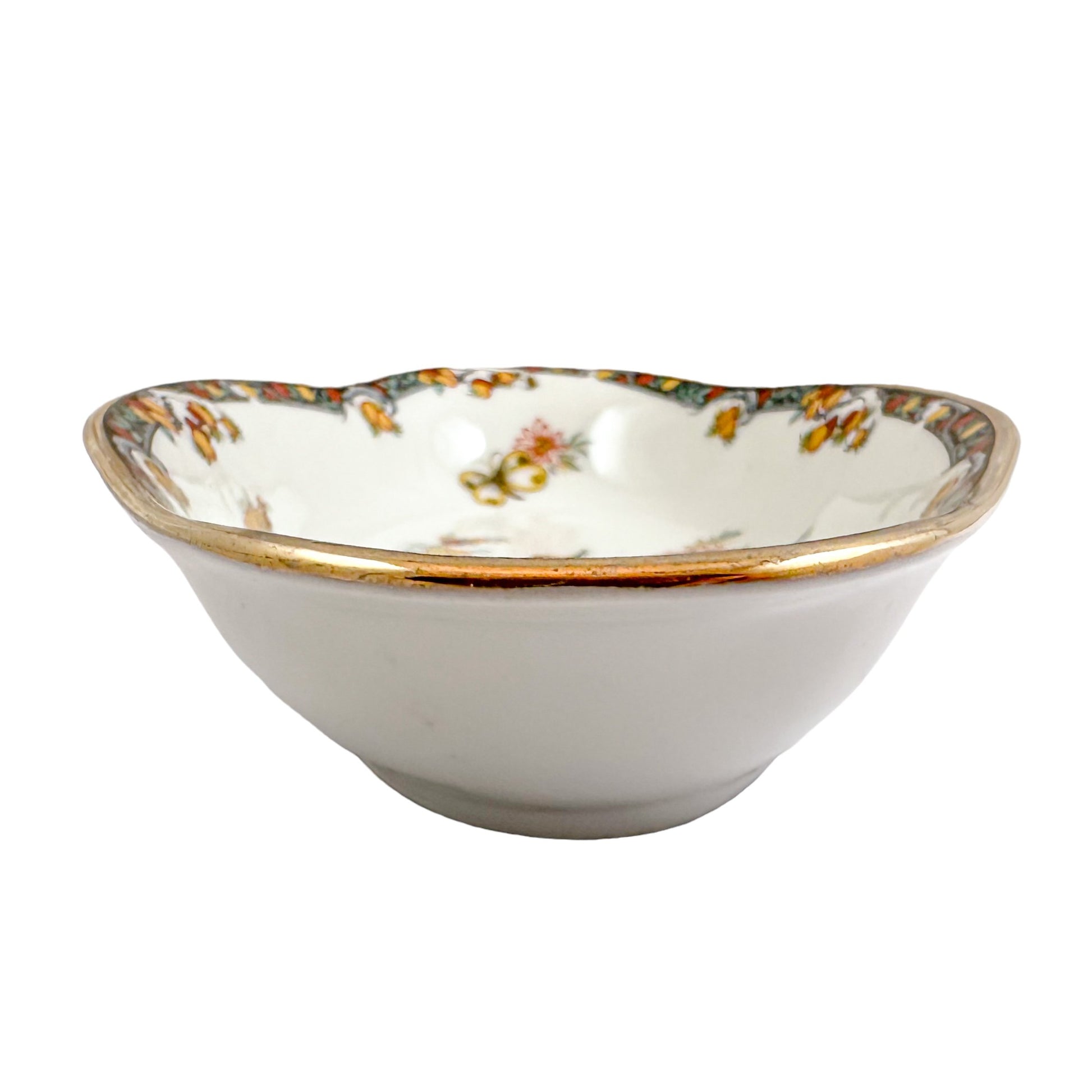 Vintage French Limoges porcelain candy dish with paradise bird motif