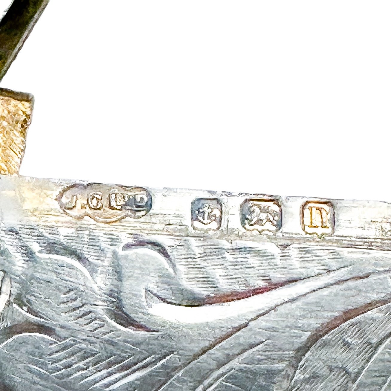 Sterling silver Edwardian vesta case engraved with Art Nouveau scrolling foliage