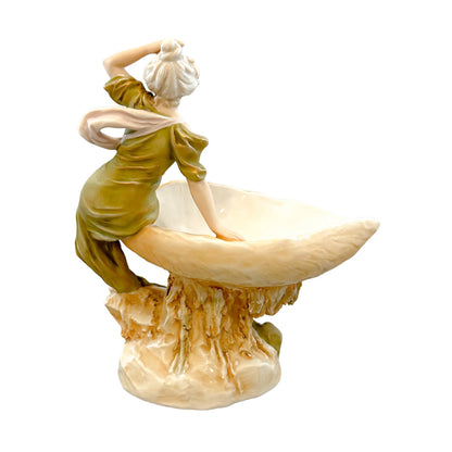 Art Nouveau Royal Dux porcelain "Maiden leaning on shell" vide poche