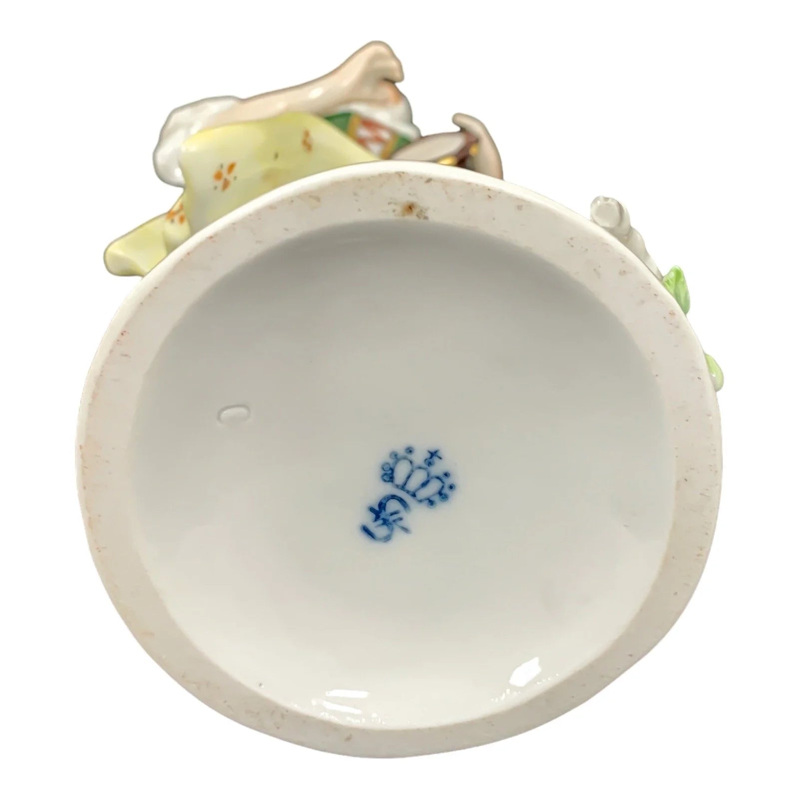 German porcelain Sitzendorf figurine of Georgian peasant girl with tambourine and sheep at her feet