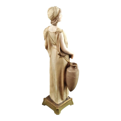 Art Nouveau Royal Vienna porcelain figurine of young woman water carrier holding a jar, model 1412