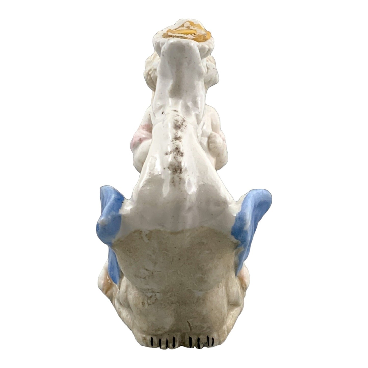Georgian softpaste porcelain and creamware cherub candle chambersticks, putti on wyvern and leaf