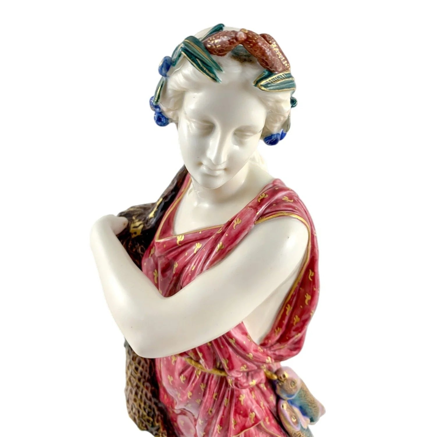 Large Victorian Royal Worcester porcelain figurine of fisherwoman, modelled by W.B. Kirk