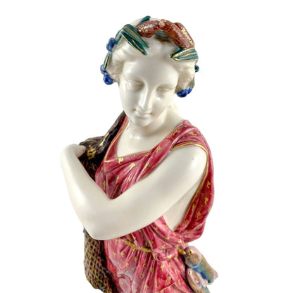 Large Victorian Royal Worcester porcelain figurine of fisherwoman, modelled by W.B. Kirk