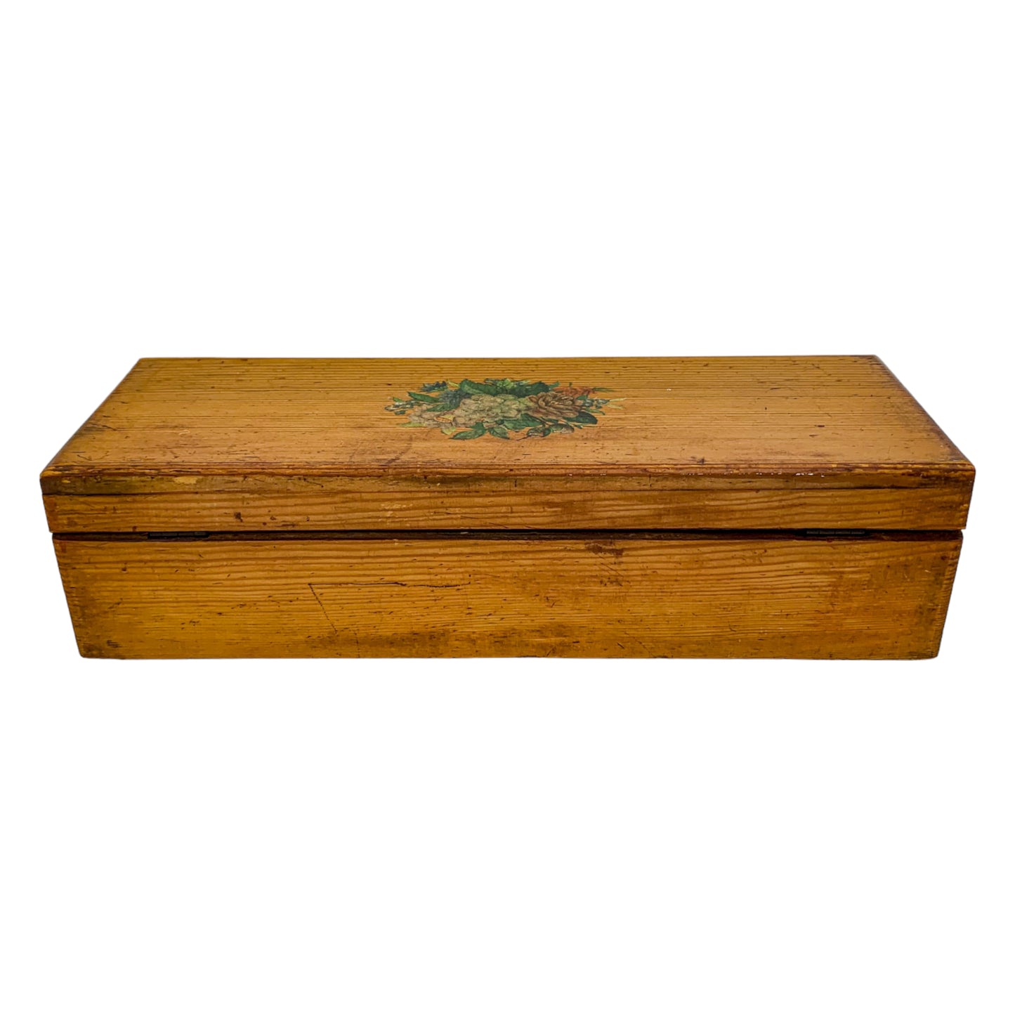 Oak Victorian glove / jewellery / sewing storage box with floral lid design