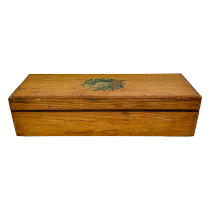 Oak Victorian glove / jewellery / sewing storage box with floral lid design