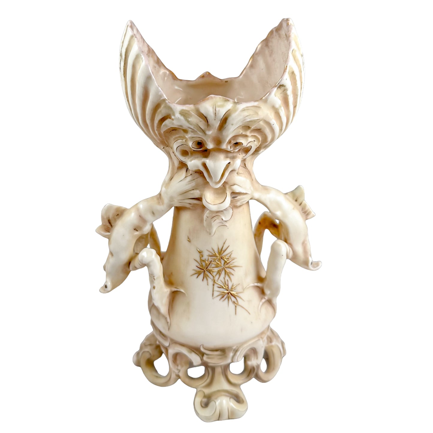 Art Nouveau Alfred Stellmacher for Turn Teplitz porcelain grotesque vase