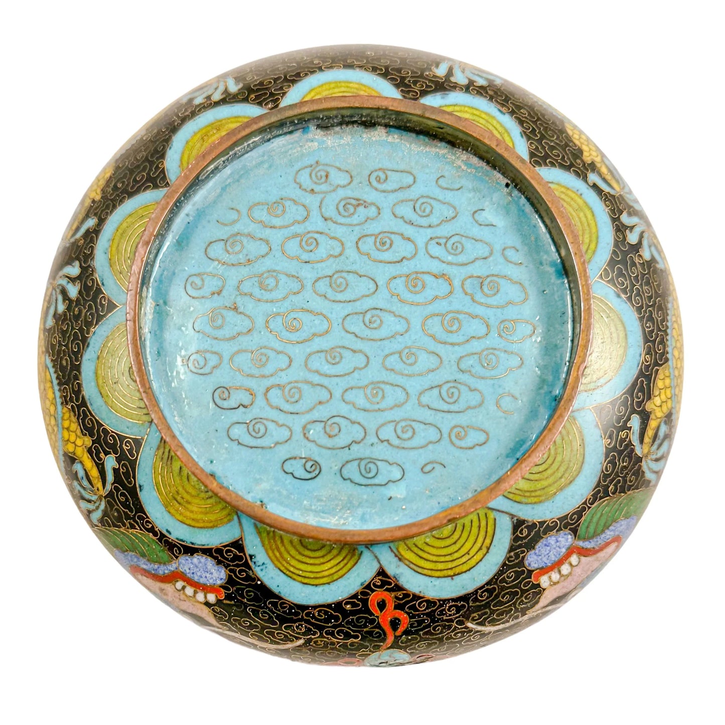 Qing dynasty Chinese dragon cloisonné enamel brush washer bowl