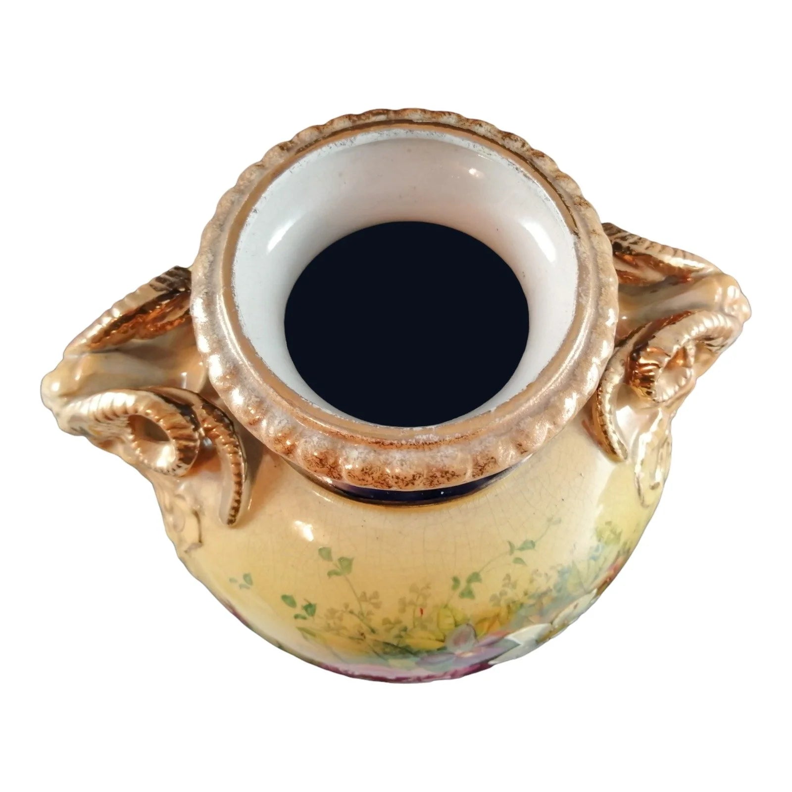 Pair of mid-19th Century KPM floral porcelain gilt lidded urns/vases in Neoclassical style