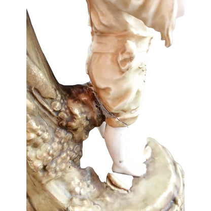Art Nouveau Austro-Hungarian Ernst Wahliss porcelain amphora figural compote centrepiece lamp, nautical scene