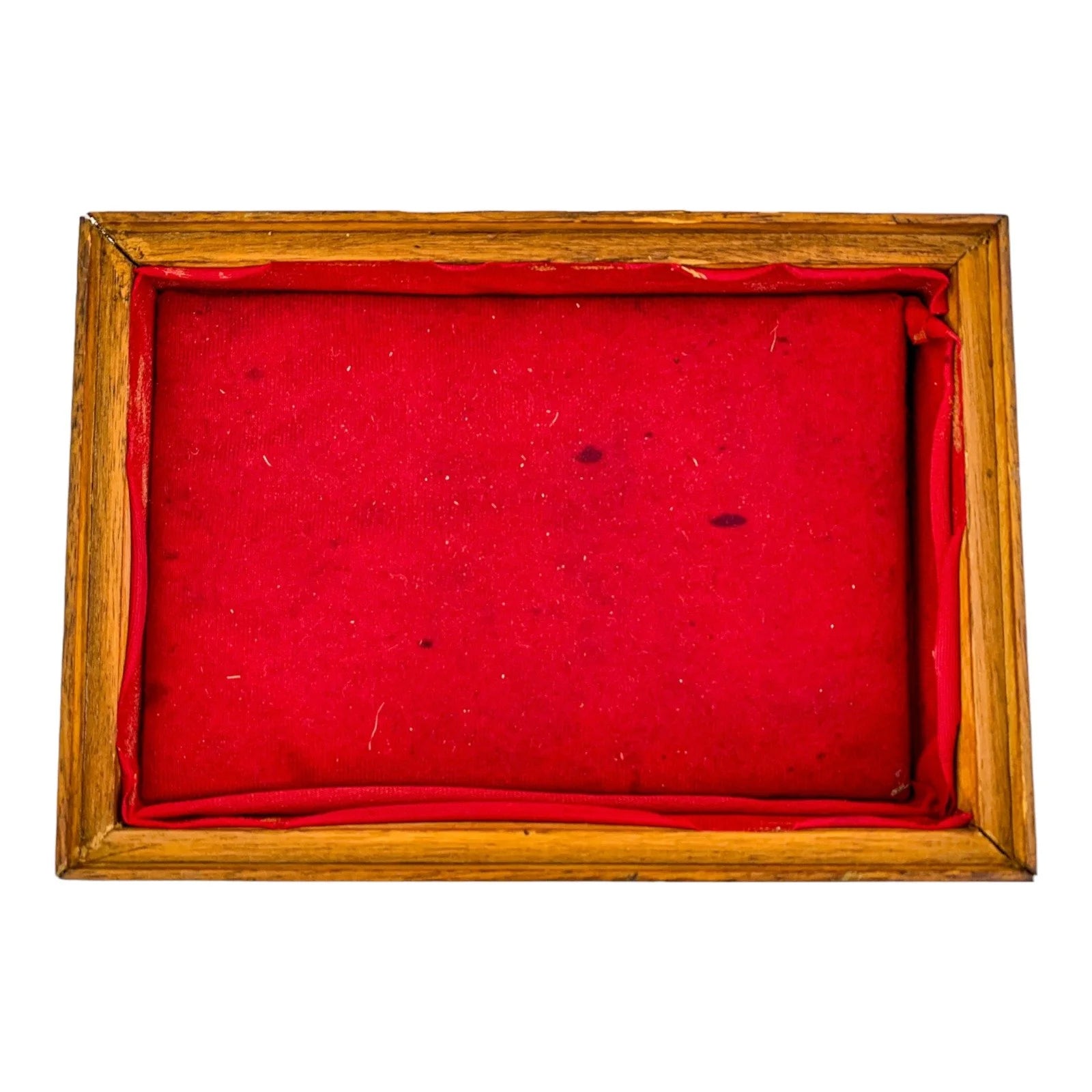 Edwardian casket oak sewing / jewellery storage box with removable lid