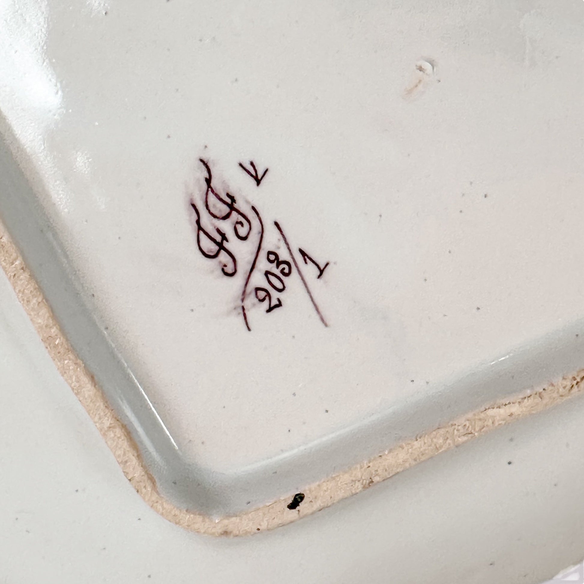 French 1900's Desvres Fourmaintraux faience ceramic floral two-handled tray