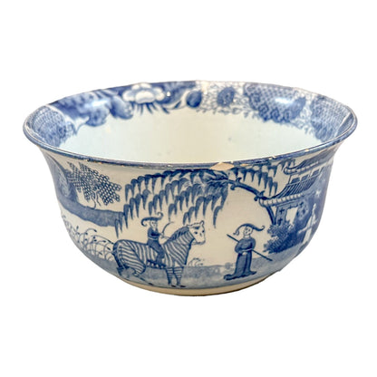Georgian Chinoiserie Royal Staffordshire John Rogers  "Zebra" blue transferware fruit bowl