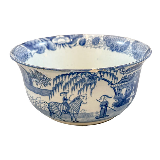 Georgian Chinoiserie Royal Staffordshire John Rogers  "Zebra" blue transferware fruit bowl