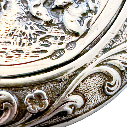 Imported sterling silver Dutch pill / snuff box embossed with cows and sheep