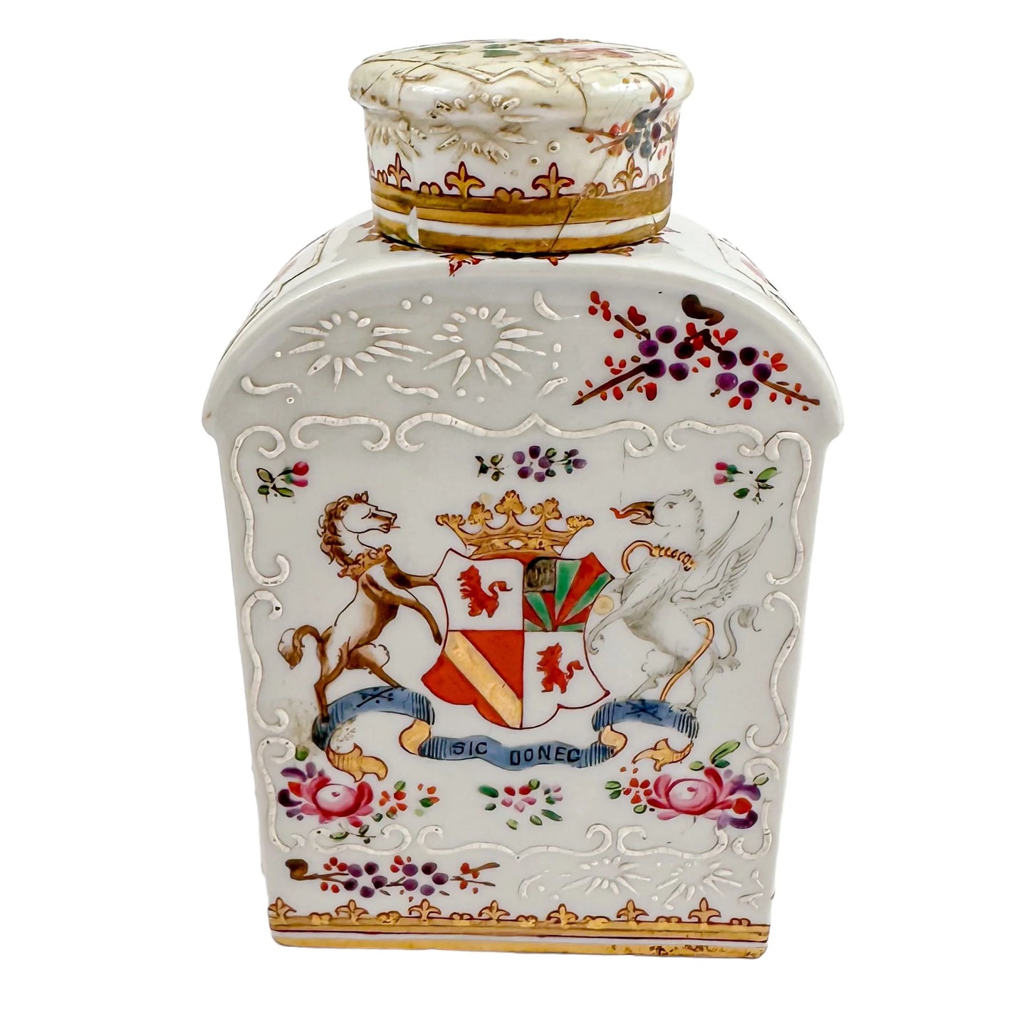 1870's Porcelain de Paris "Chinese export" Duke of Sutherland armorial tea cannister