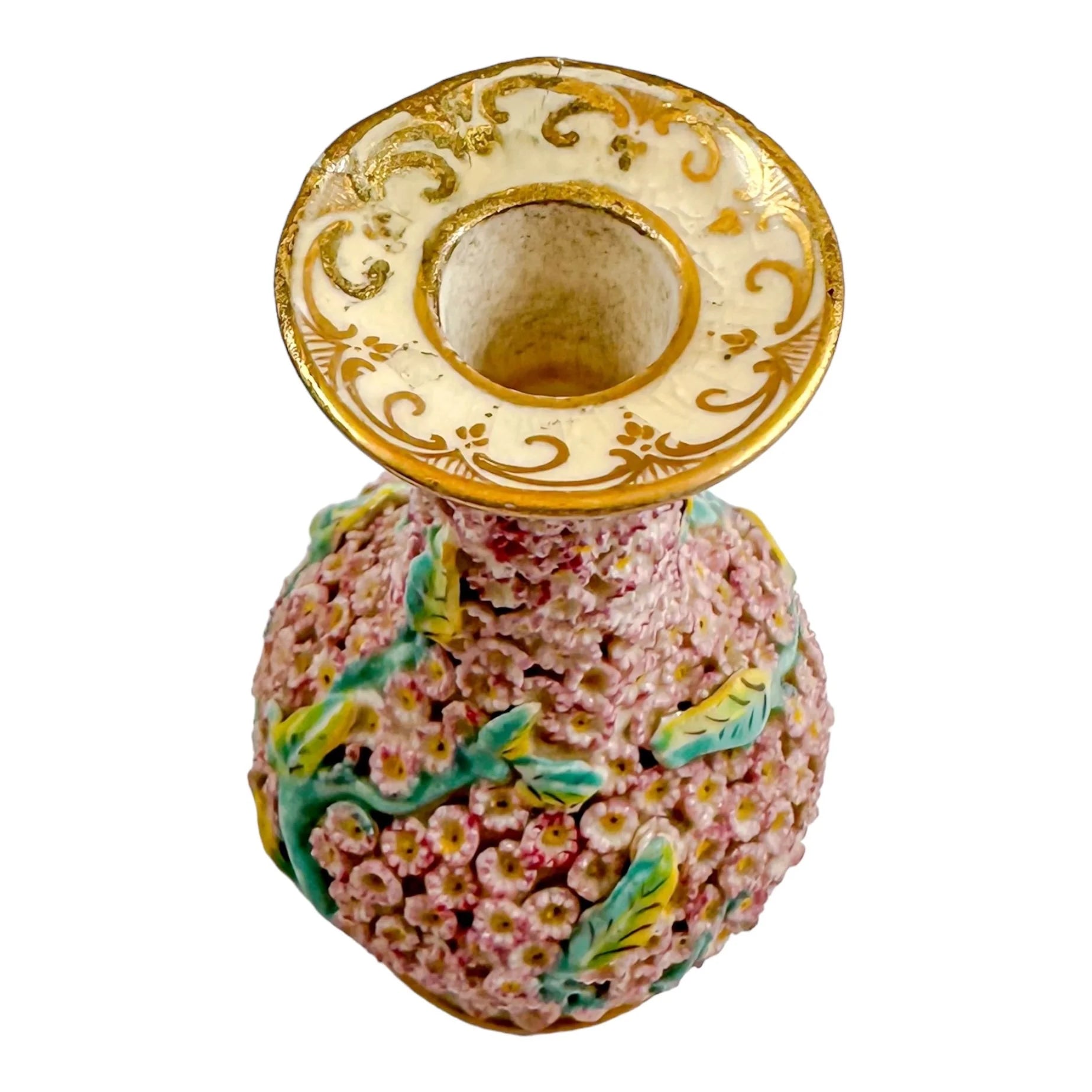 19th century Meissen single flower pink "Schneeballen" (snowball) vase