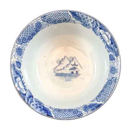Georgian Chinoiserie Royal Staffordshire John Rogers  "Zebra" blue transferware fruit bowl