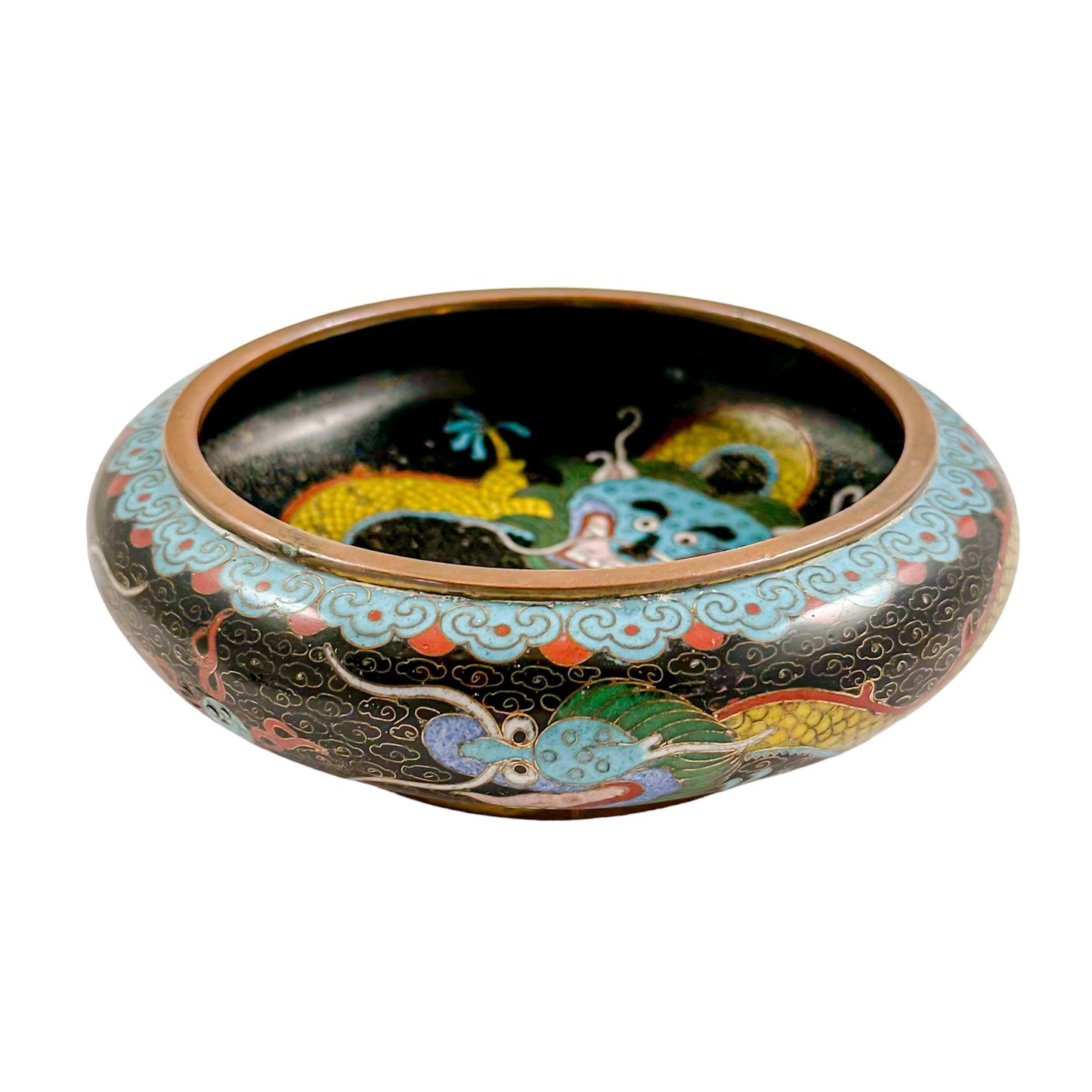 Qing dynasty Chinese dragon cloisonné enamel brush washer bowl