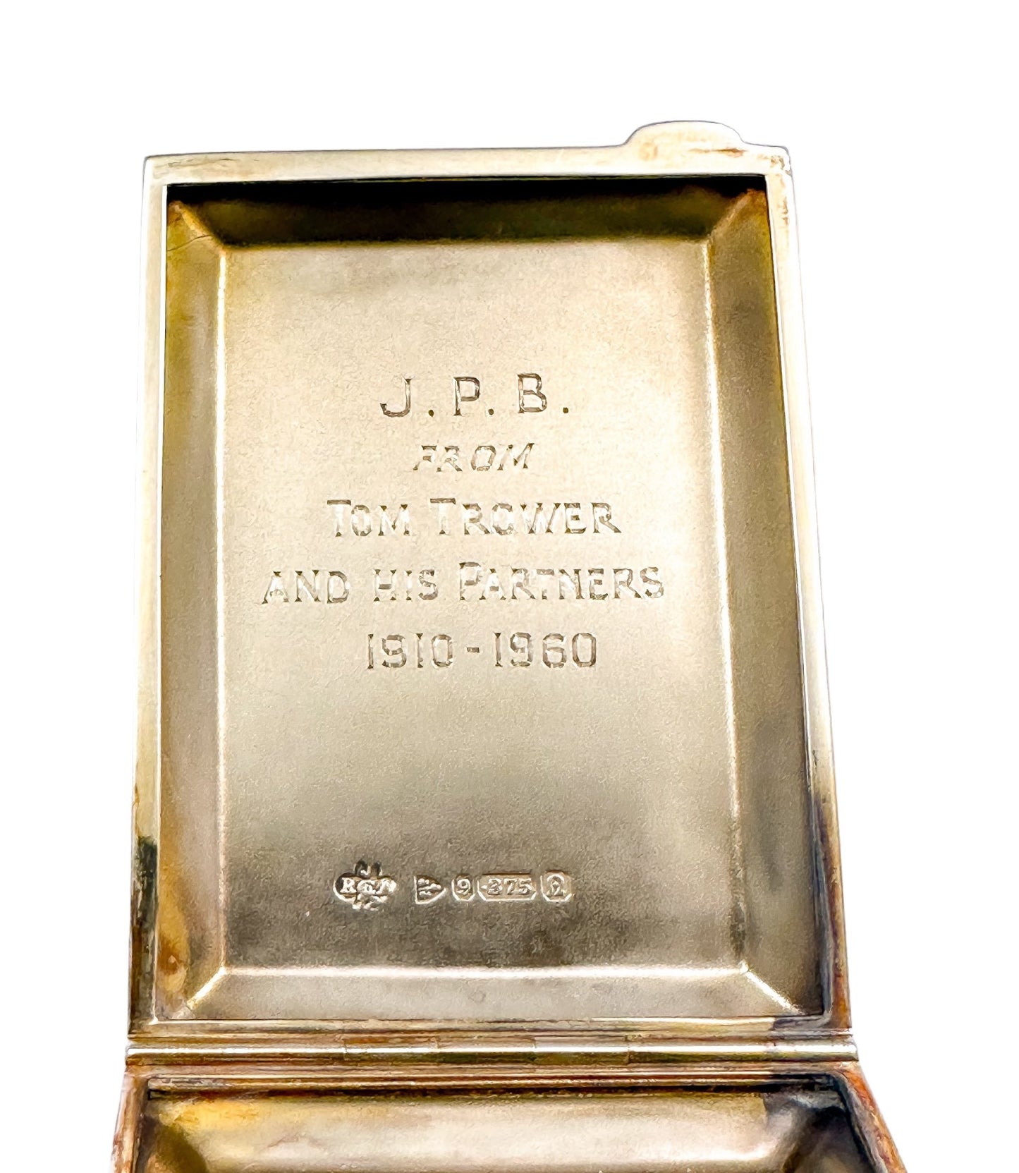 Art Deco 9ct yellow gold rectangular engine turned matchbook holder / card case