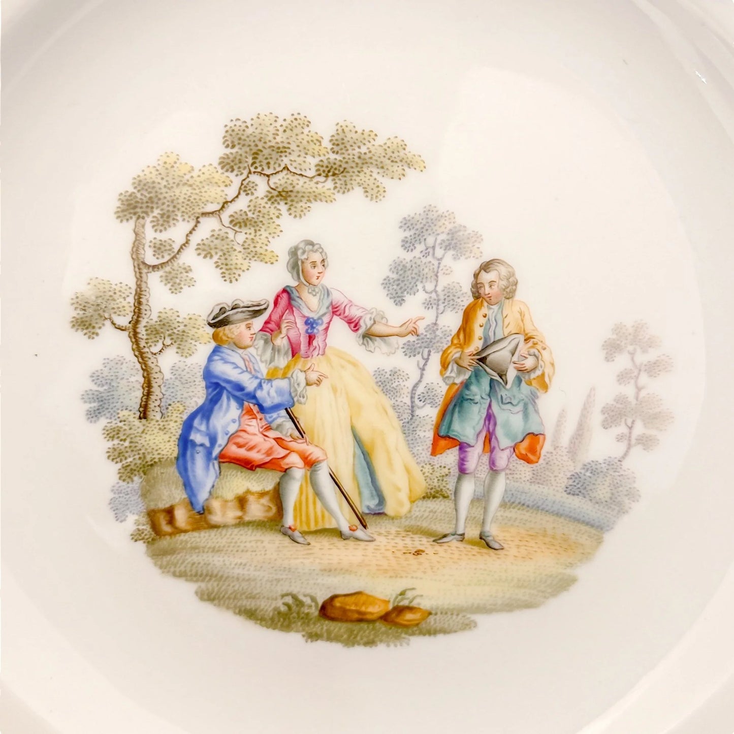 19th century Meissen porcelain cabinet plate with gallant scene and green border