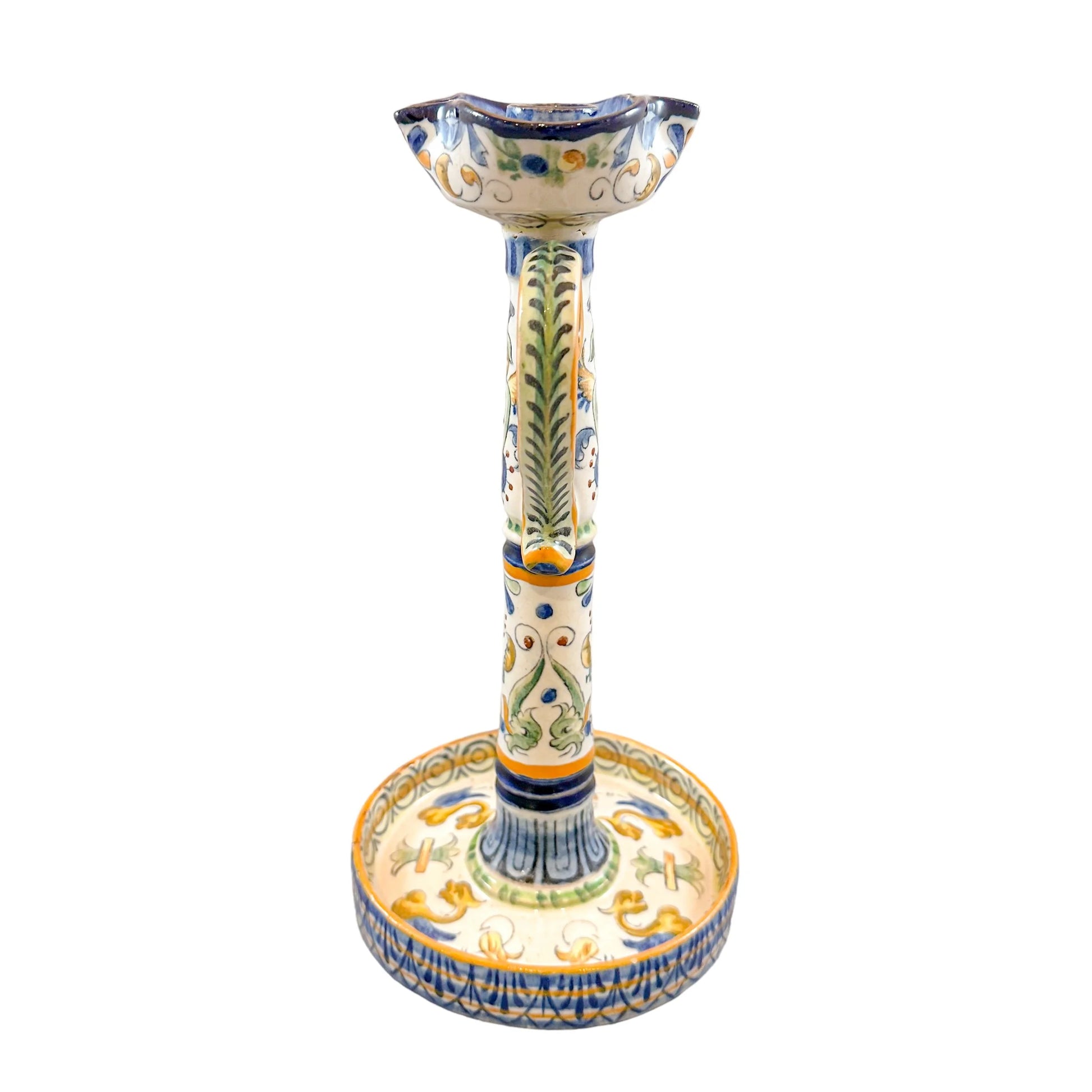 Late 19th century French Renaissance Revival faience candlestick