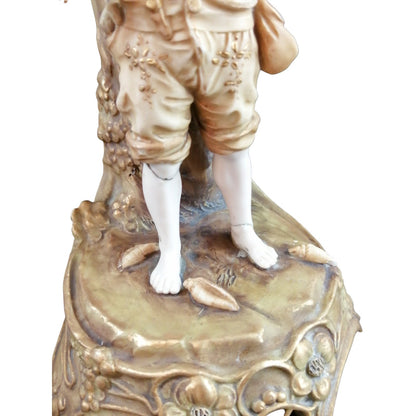 Art Nouveau Austro-Hungarian Ernst Wahliss porcelain amphora figural compote centrepiece lamp, nautical scene