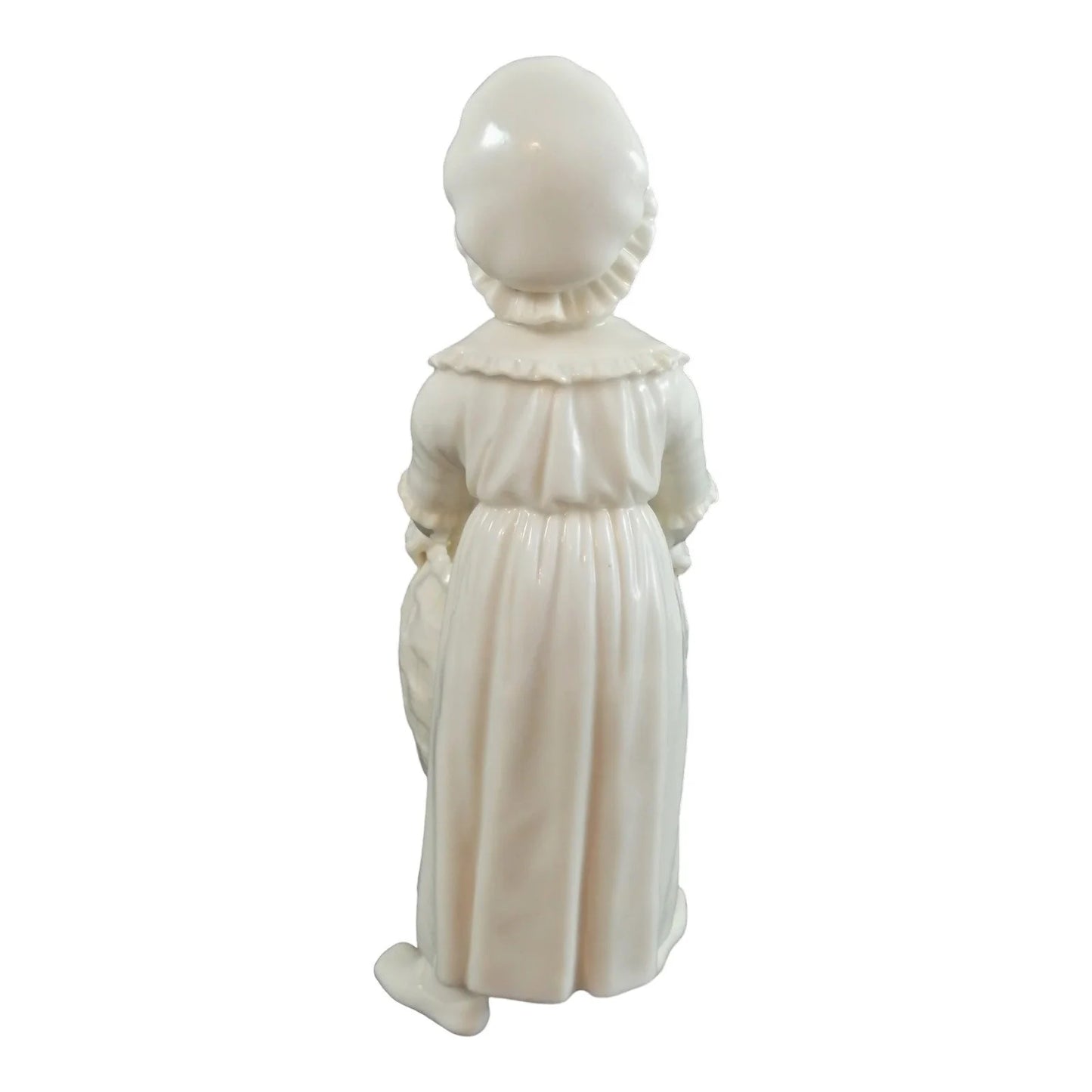 Victorian Royal Worcester "Kate Greenaway" porcelain figurine of young girl with basket modelled by James Hadley