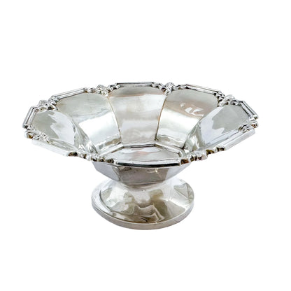 Art Deco sterling silver pedestal octagonal sweetmeat basket / bonbon dish