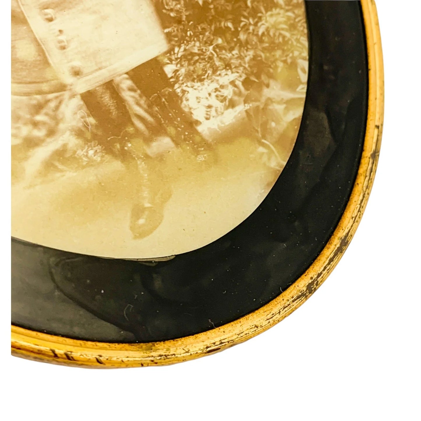 Victorian pair of wall ambrotype photos in gilt brass frames of small children “Bless my heart how cold it is”