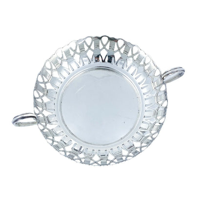 Edwardian silver plated pierced two-handled round centrepiece fruit bowl basket