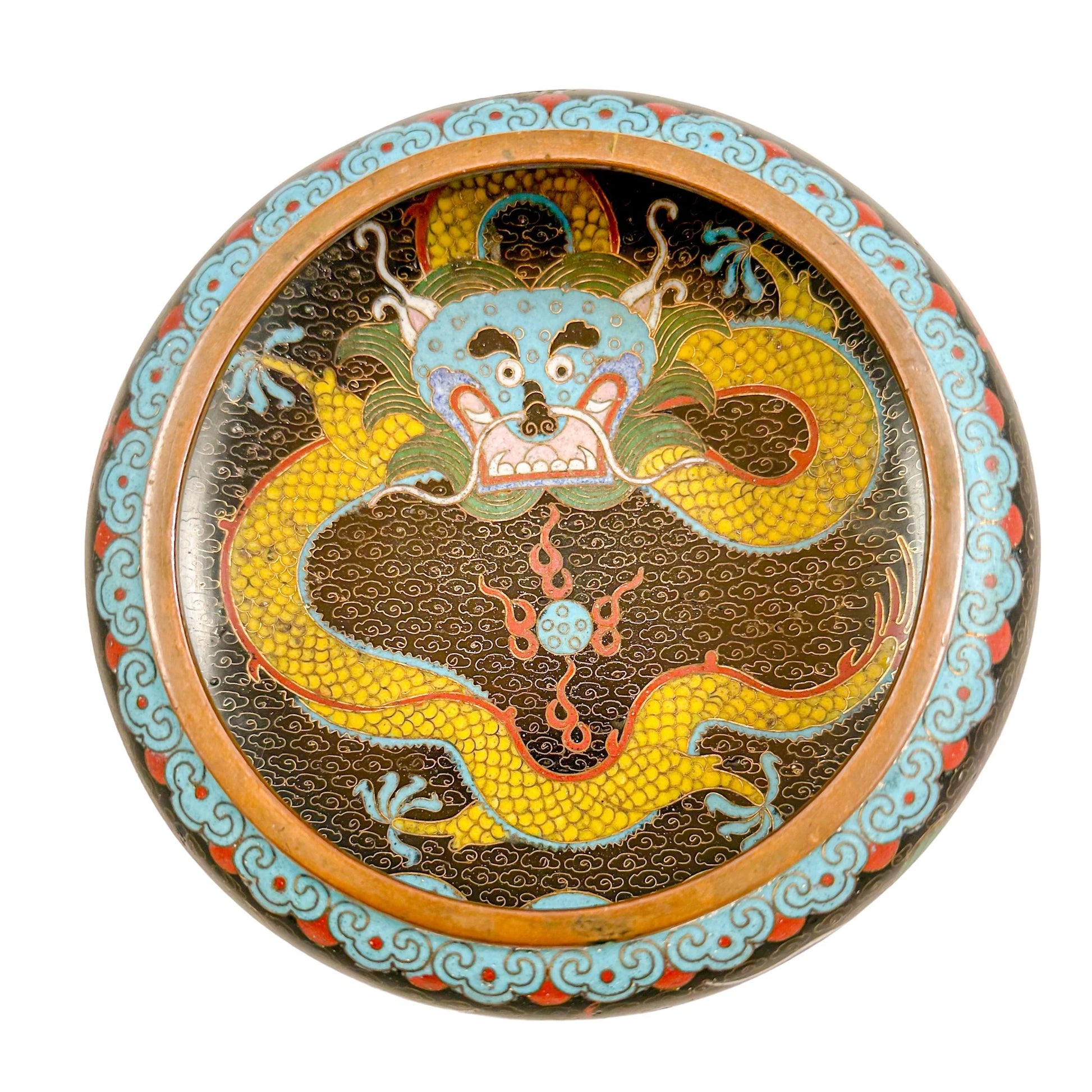 Qing dynasty Chinese dragon cloisonné enamel brush washer bowl