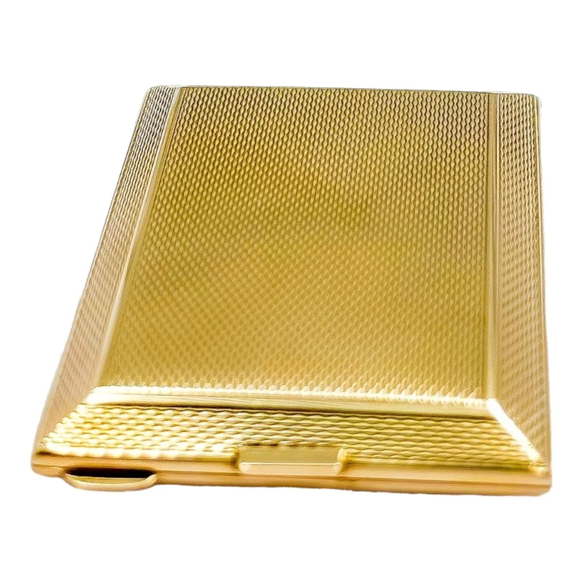 Art Deco 9ct yellow gold rectangular engine turned matchbook holder / card case
