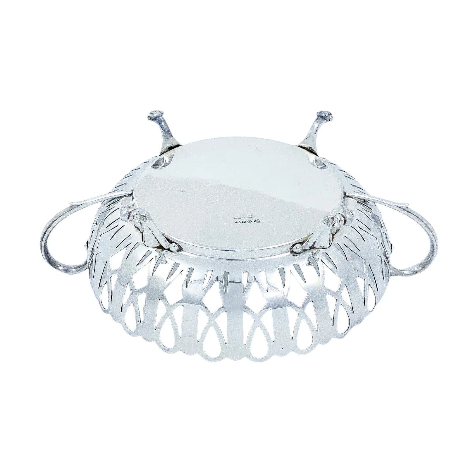 Edwardian silver plated pierced two-handled round centrepiece fruit bowl basket