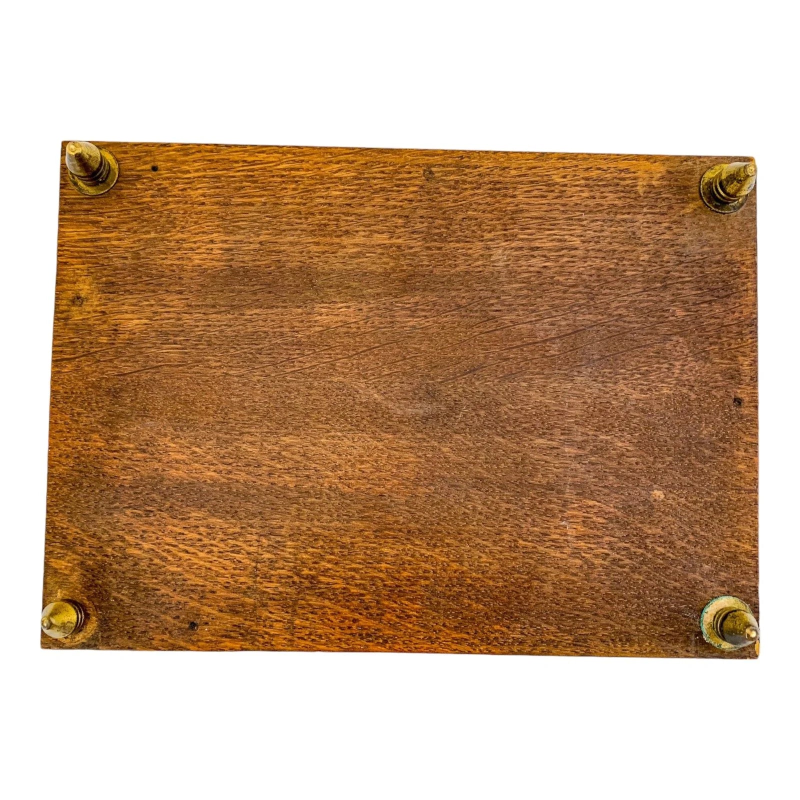 Edwardian casket oak sewing / jewellery storage box with removable lid