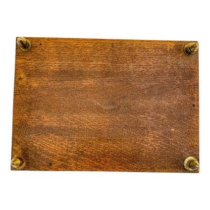 Edwardian casket oak sewing / jewellery storage box with removable lid