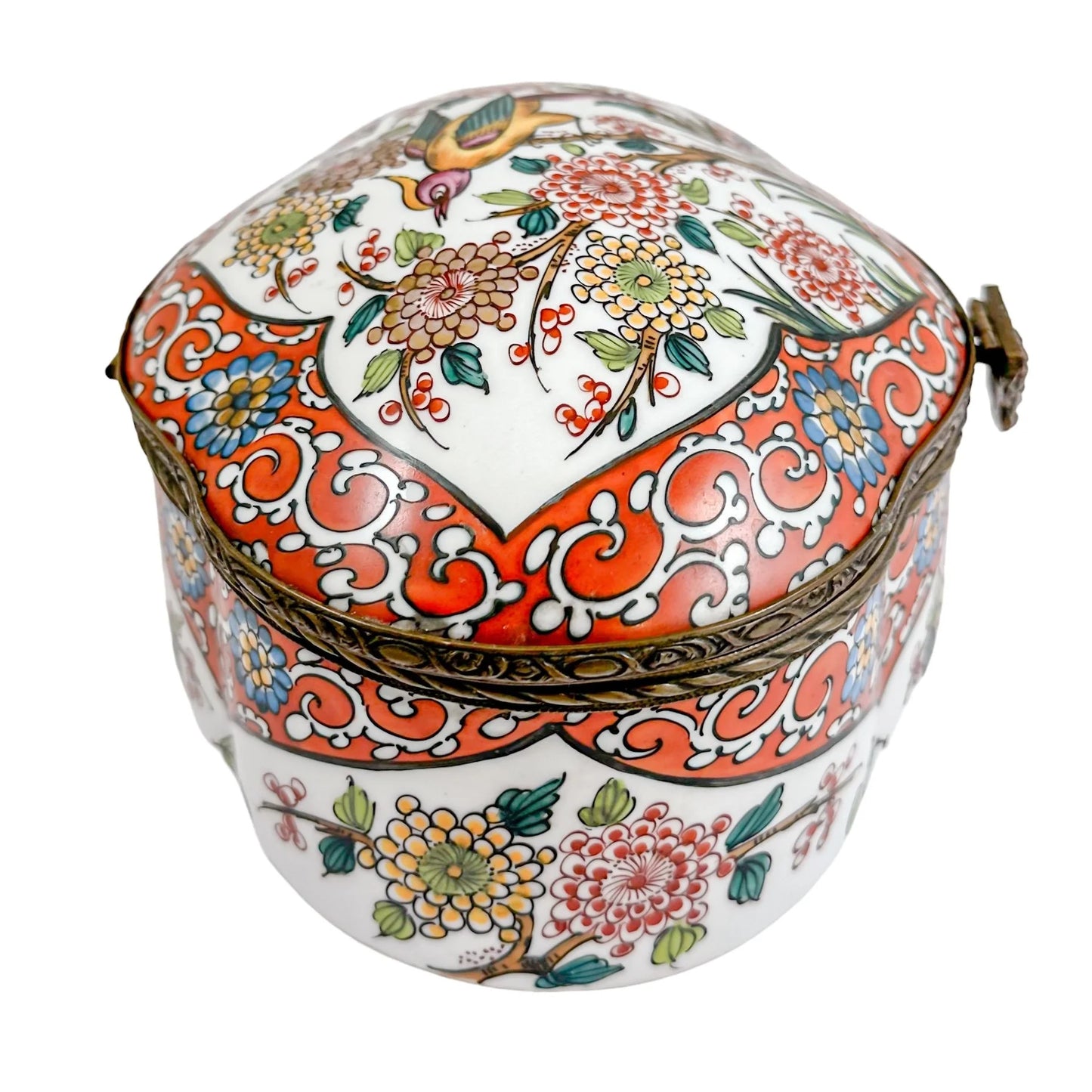 Desvres French Faience jewellery box with Roman mask closure
