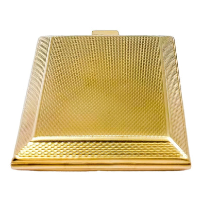 Art Deco 9ct yellow gold rectangular engine turned matchbook holder / card case