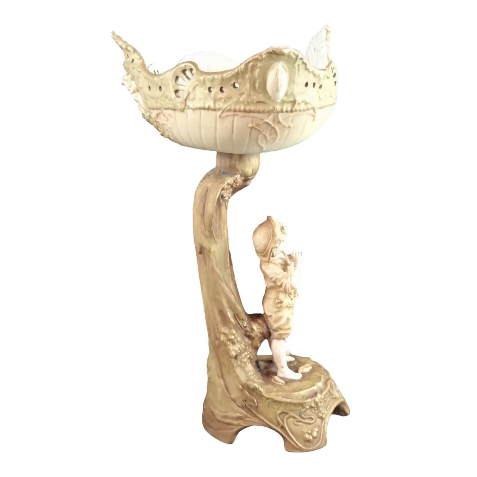 Art Nouveau Austro-Hungarian Ernst Wahliss porcelain amphora figural compote centrepiece lamp, nautical scene