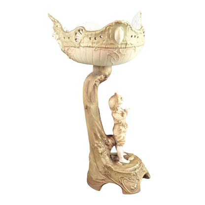 Art Nouveau Austro-Hungarian Ernst Wahliss porcelain amphora figural compote centrepiece lamp, nautical scene