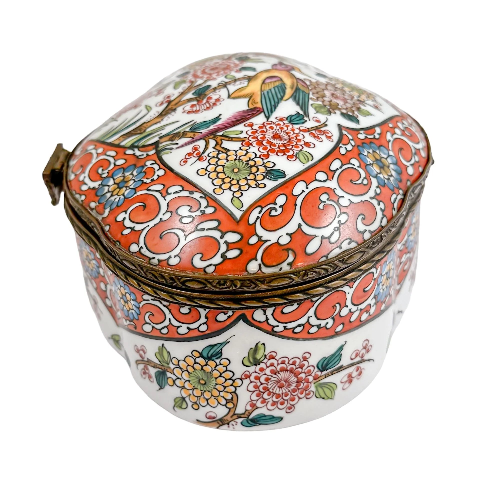 Desvres French Faience jewellery box with Roman mask closure