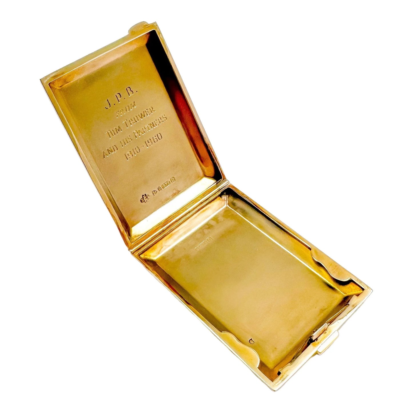 Art Deco 9ct yellow gold rectangular engine turned matchbook holder / card case
