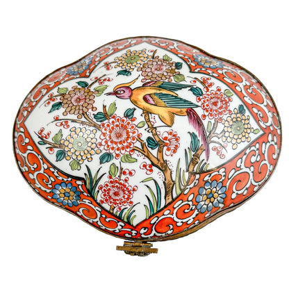 Desvres French Faience jewellery box with Roman mask closure