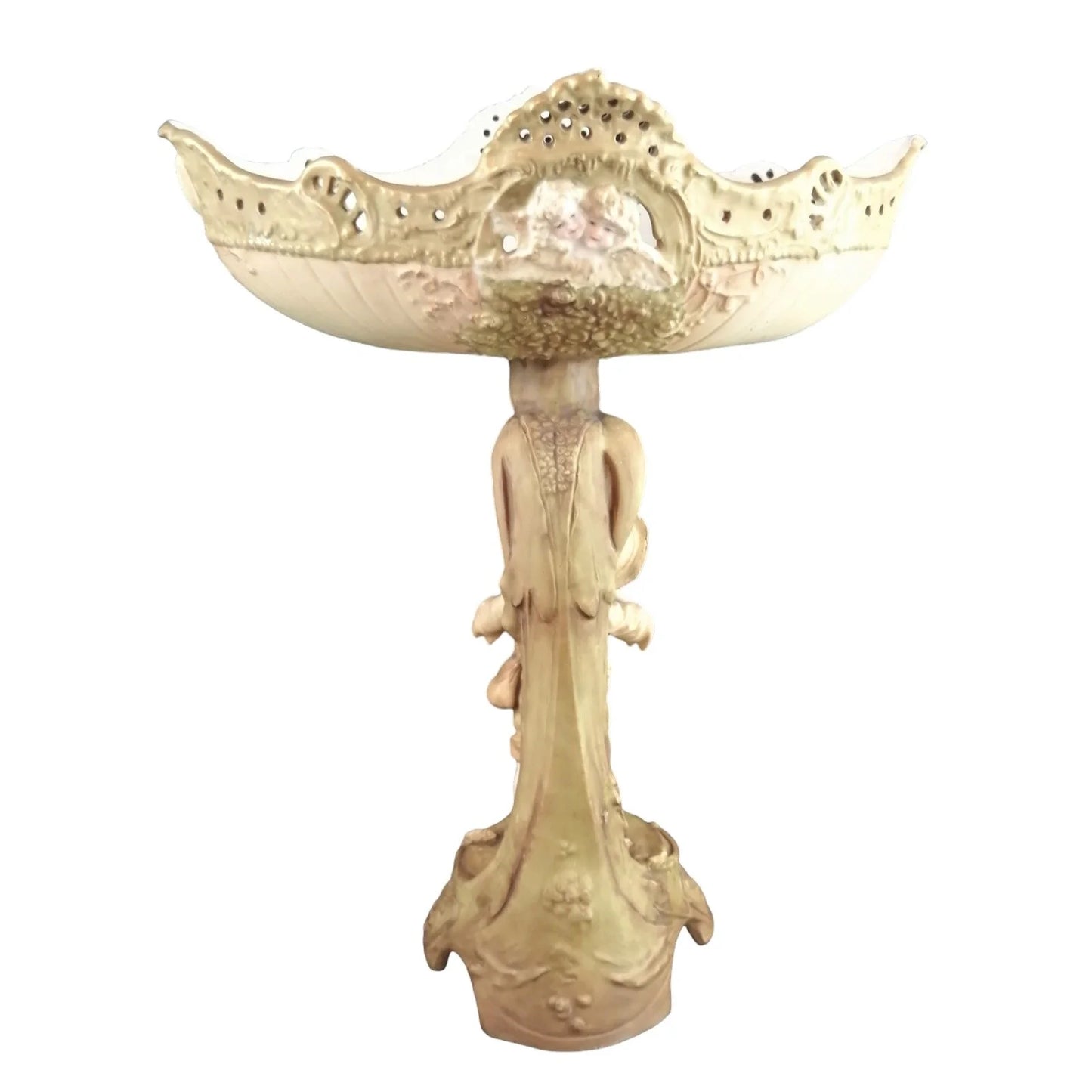 Art Nouveau Austro-Hungarian Ernst Wahliss porcelain amphora figural compote centrepiece lamp, nautical scene