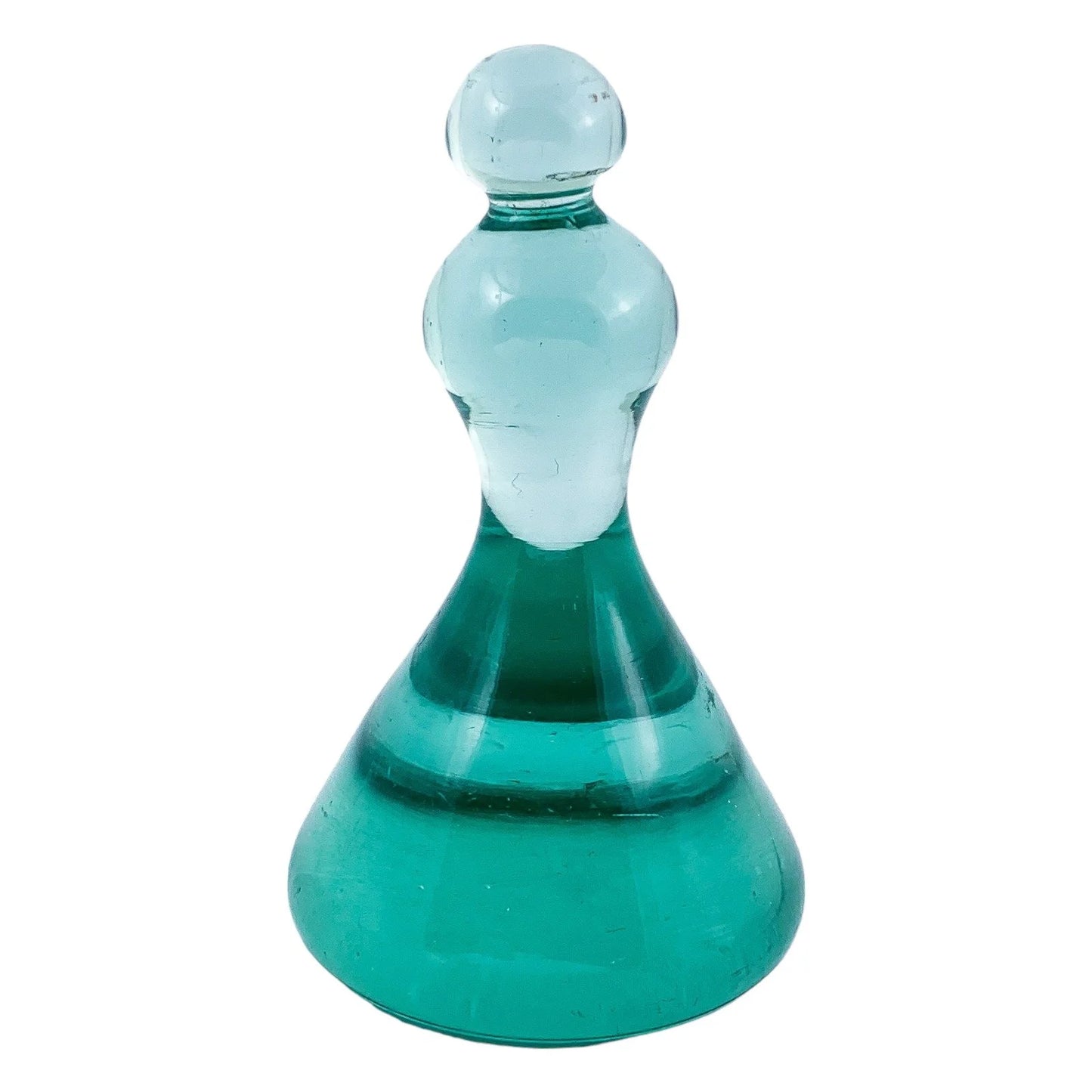Mid-century Austrian huge sea-green bell-shaped glass paperweight