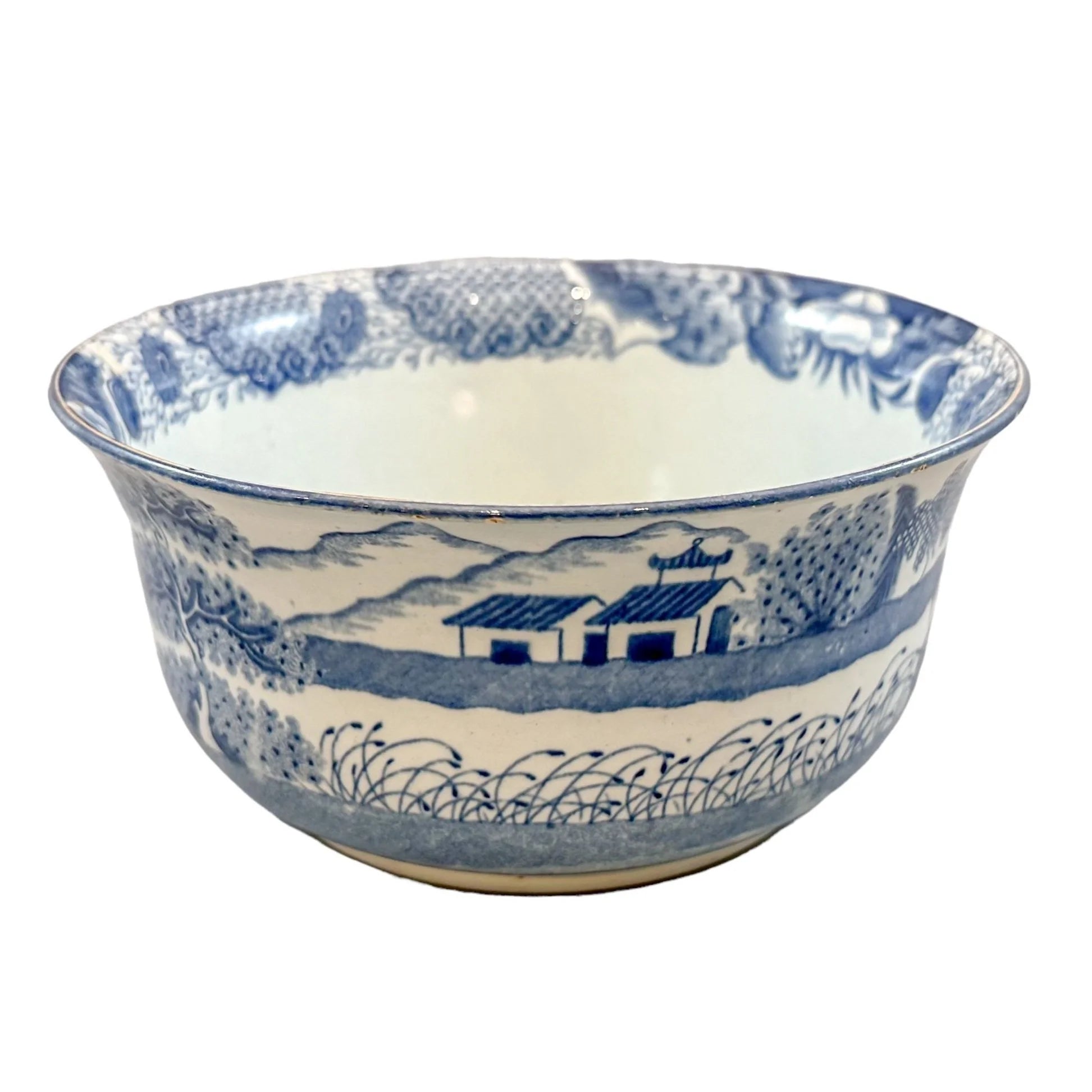 Georgian Chinoiserie Royal Staffordshire John Rogers  "Zebra" blue transferware fruit bowl
