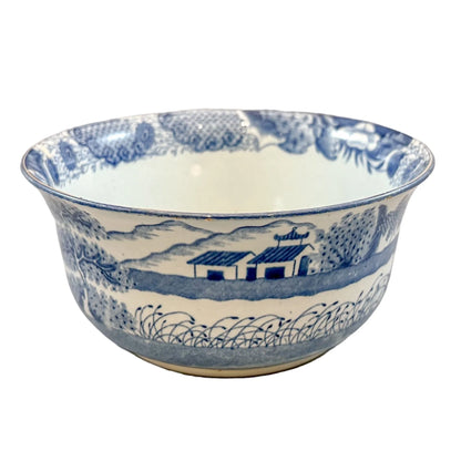 Georgian Chinoiserie Royal Staffordshire John Rogers  "Zebra" blue transferware fruit bowl
