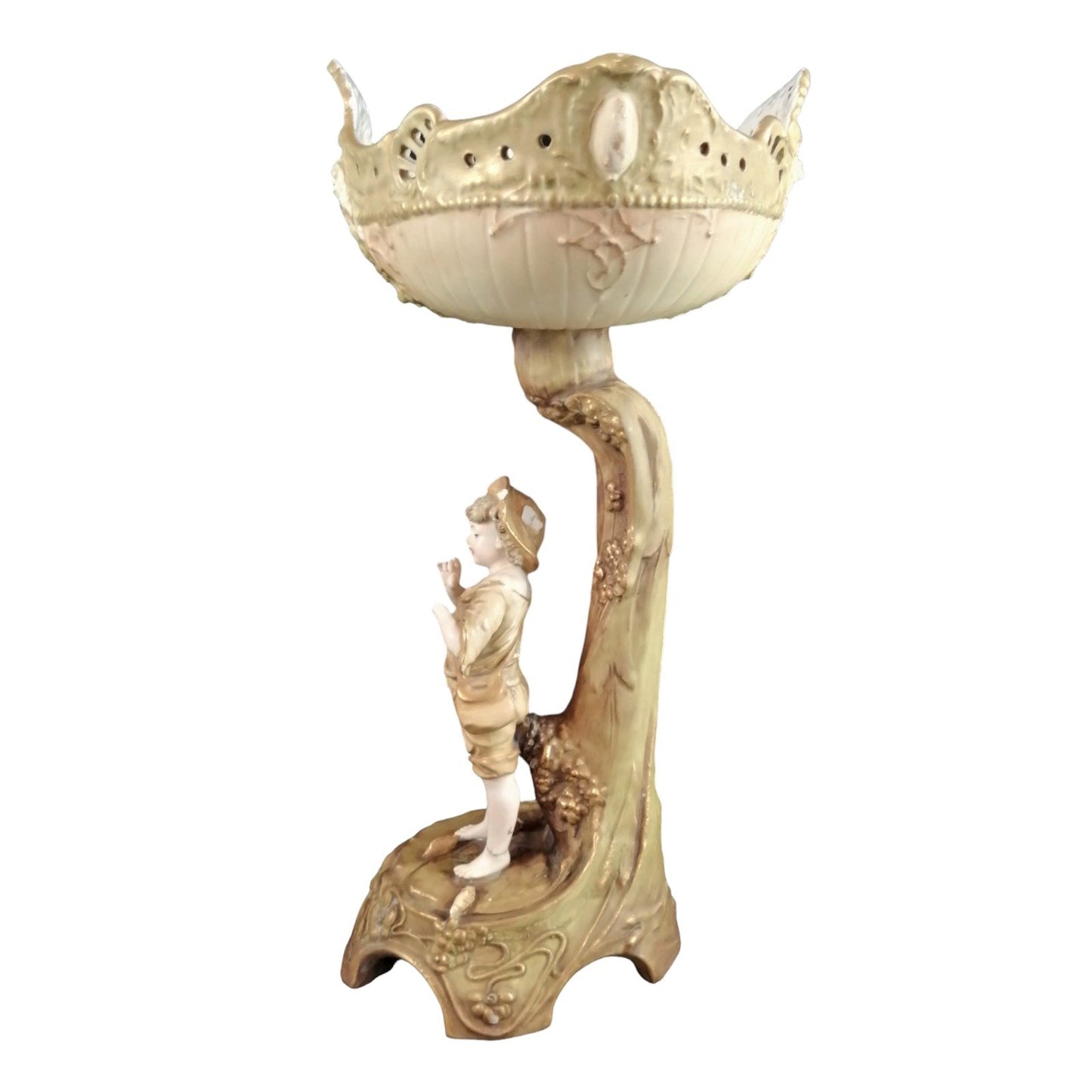 Art Nouveau Austro-Hungarian Ernst Wahliss porcelain amphora figural compote centrepiece lamp, nautical scene