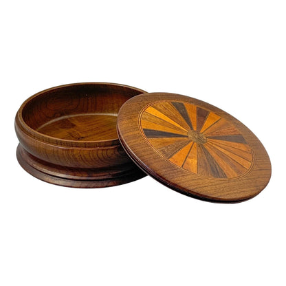 Dressing table Brazilian wood inlaid tray, marquetry jewellery box and Caithness perfume atomiser