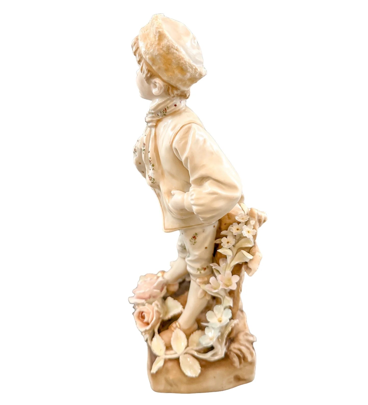 Victorian Austrian porcelain Teplitz Wien "Boy among Flowers" figurine